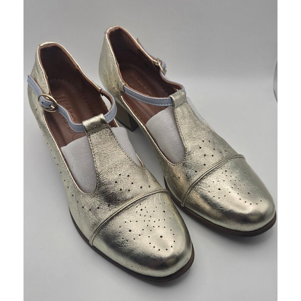 Julia Bo Metallic Gold Mary Janes Size 41/ Us 10 Pre Loved Ladies — image 5 of 8